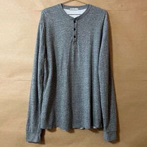 Marine Layer | Men’s Double Knit Henley Long Sleeve Pullover Shirt Grey Size M/L
